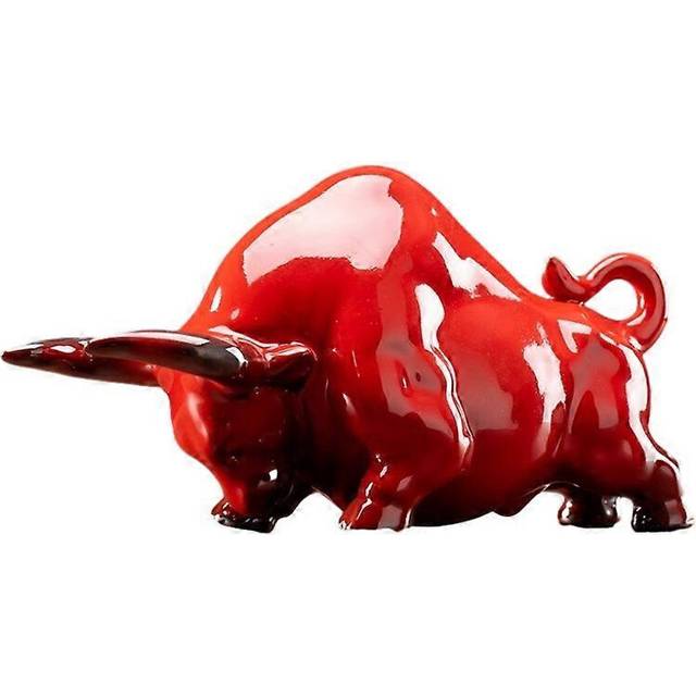 (B, Red) Creative cow ornaments home living room office desk lucky decoration mascot