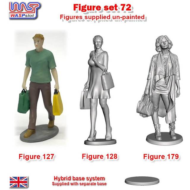 Trackside Unpainted Figures Scenery Display 3 x Shopping Set 72 New 1:32 WASP