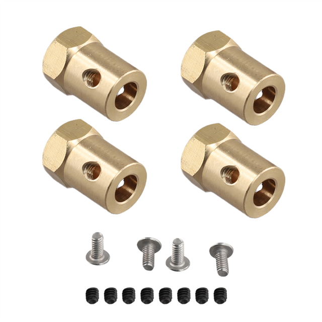4PCS 5mm to 12mm Brass Combiner Wheel Hub Hex Adapter for B14 B16 C14 C24 MN D90 D91 MN99S RC Car Upgrade Parts