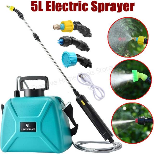 (Sprayer blue) 5L Electric Sprayer Rechargeable Lithium Battery Garden Sprayer Agricultural Irrigation Tool High Pressure Atomizer Sprayer