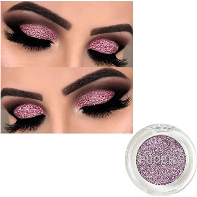 AQUAPURITY PHOERA GLITTER EYESHADOW PRESSED PIGMENT SHIMMER METALLIC EYE SHADOW EYE FACE BODY PALETTE SPARKLY MAKEUP (104 PINK)