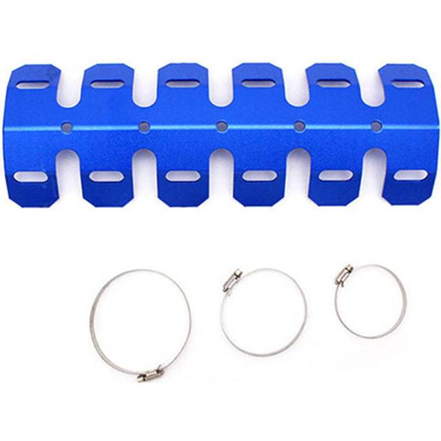 (Blue) Universal Motorcycle 2-stroke Engine Exhaust Muffler Pipe Heat Shield Cover Guard