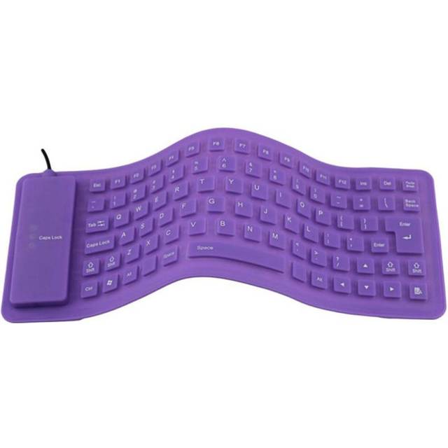 VAORLO 85 Key USB Mini Flexible Silicone Folding PC Wired Keyboard for Notebook US Foldable Portable Wired English Keyboard purple