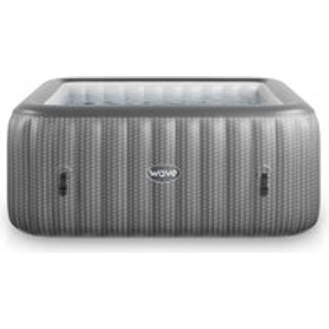 Wave Pacific 6 Person Grey Rattan Inflatable Hot Tub with Integrated Heater