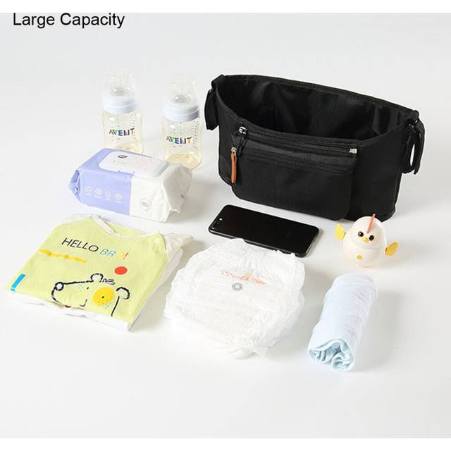 Universal Baby Pram Stroller Organiser Caddy Organizer Storage Accessories Bag-Black