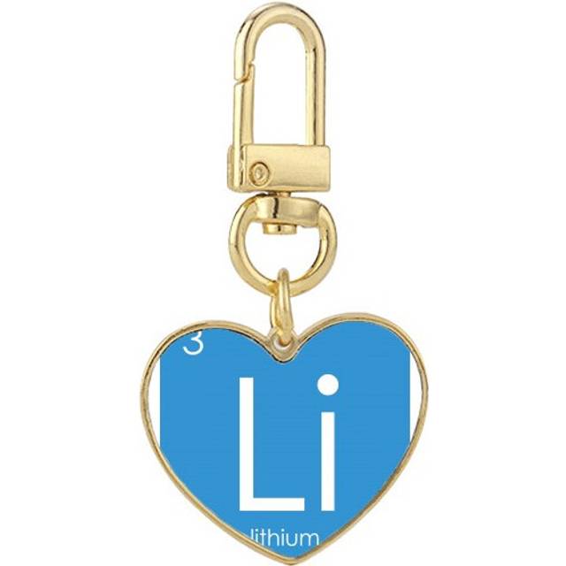 Chestry Elements Period Table Alkali Metal Lithium Li Gold Heart Keychain Metal Keyring Holder