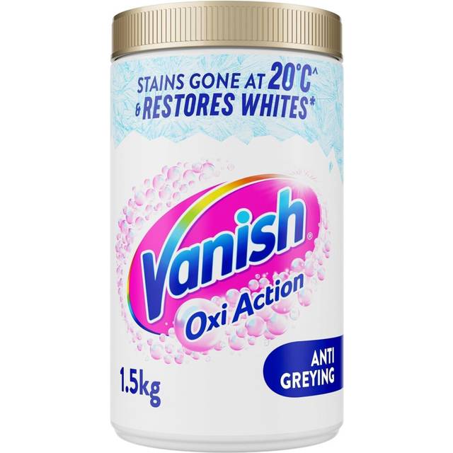 Vanish Gold Oxi Action Laundry Booster and Stain Remover Powder for Whites 1.5kg, Removes Tough Stains Even at 20?, For Whiter Whites, Safe on