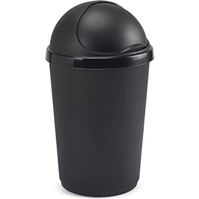 Plastic Bullet Bins 30L, 50L Waste Paper Recycle Dustbin Flap Lid Kitchen, Home,Office Rubbish Trash Baskets (Black, 50L)