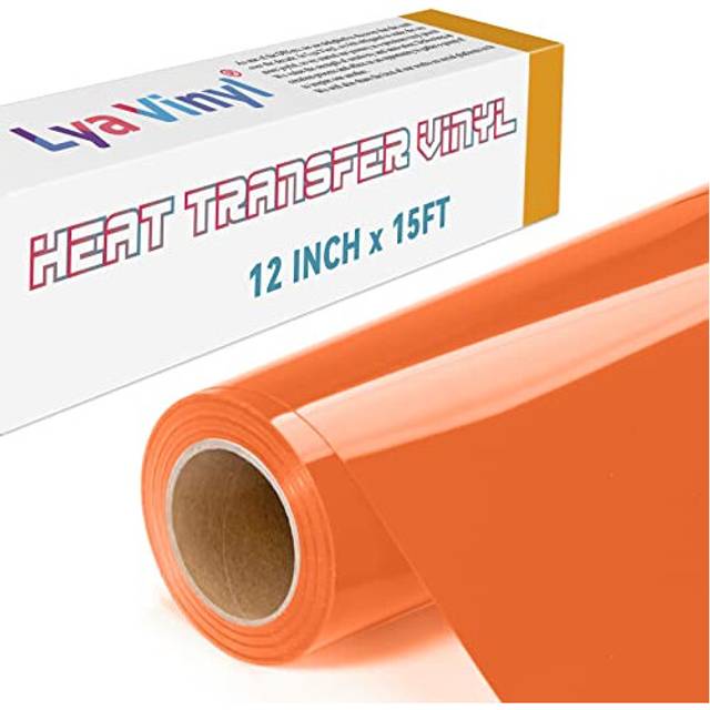 15FT Heat Transfer Vinyl, Orange Iron on Vinyl Roll for Cricut, Silhouette Cameo, Orange HTV Vinyl for DIY Fabric, Clothes, Bags,Âand Other Textiles