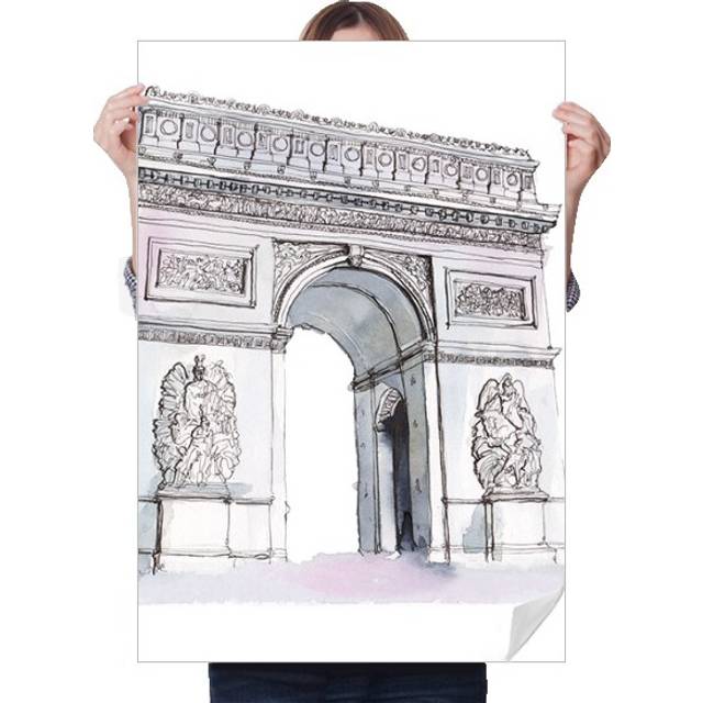 Arc De Triomph in Paris France Sticker Decoration Poster Playbill Wallpaper Window Decal