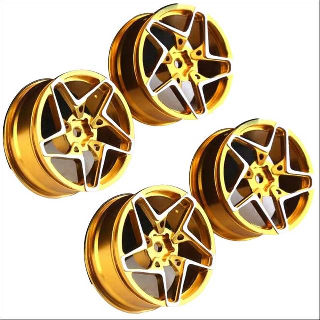 4Pcs 1/10 On-Road Drift Car 52MM Aluminum Alloy Metal Wheel Hub 1.9Inch Climb Car Wheel Rim for ,Gold