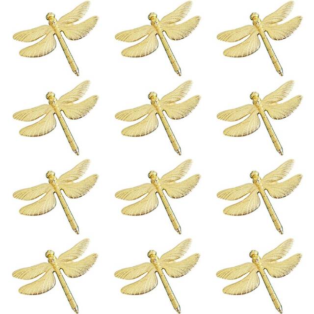 12PCS Dragonfly Napkin Ring Gold DIY Hotel Wedding Table Display Metal Napkin Buckle