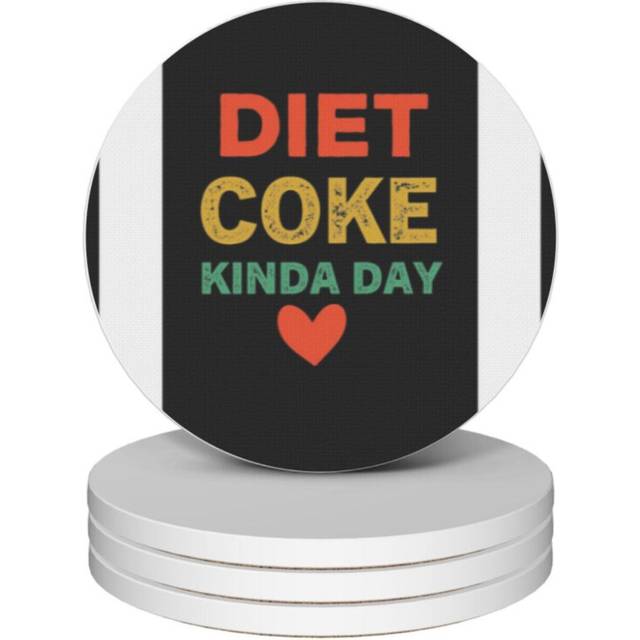 (Diet Coke Kinda Day=8330) Ceramic Coasters Set of 4 Xmas for Drink Wine Beer Bar with Cork Base Housewarming Birthday Christmas Gift