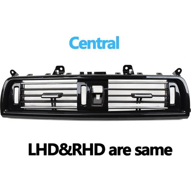 (Central) Car Interior LHD RHD Piano Black Front Air Vents AC Outlet Panel Chrome