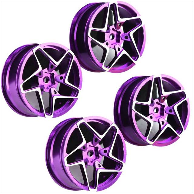 4Pcs 1/10 On-Road Drift Car 52MM Aluminum Alloy Metal Wheel Hub 1.9Inch Climb Car Wheel Rim for ,Purple