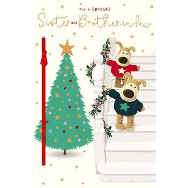 Boofle embellished sister & brother-in-law festive cute christmas greeting card