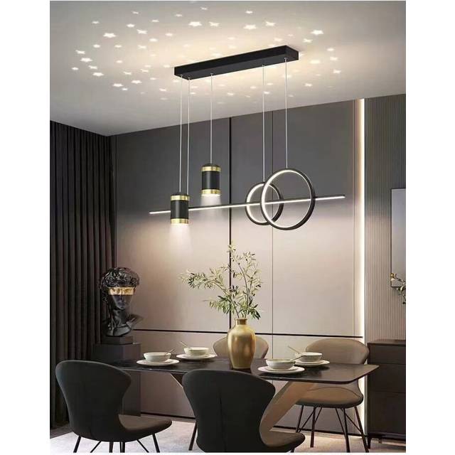 (pendant black 100W) Hall Chandelier Modern Simple Starry Sky Nordic Bar Lamps