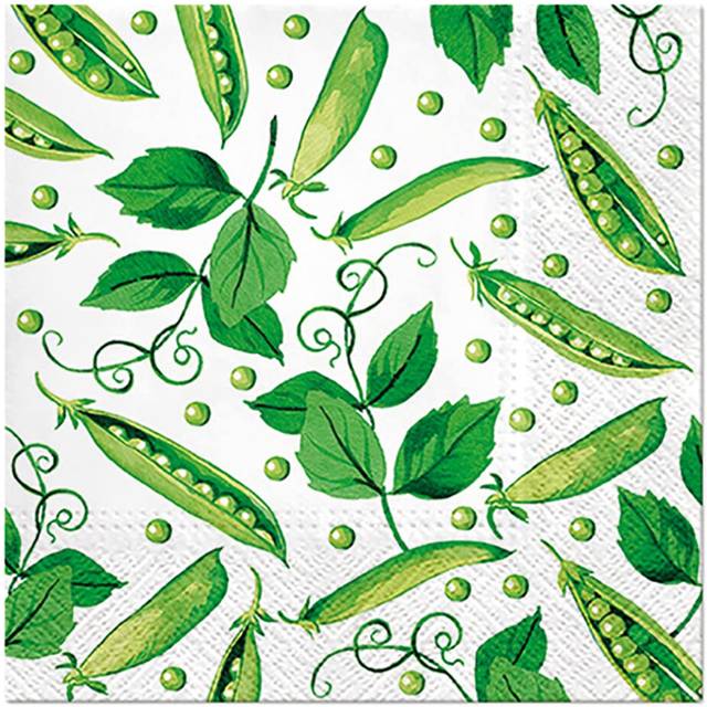 3-Ply Garden Green Pea Decoupage Serviettes Tissue Paper Napkins Serviettes 33cm x 33cm - Pack of 20