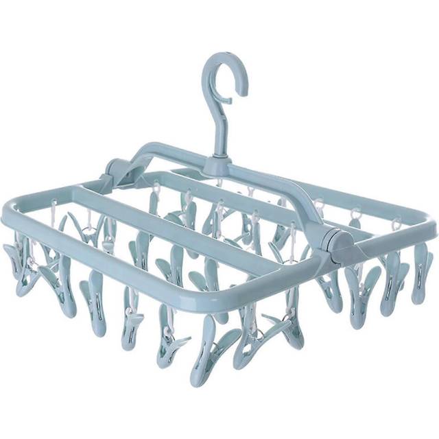 Sock Drying Rack, Clothes Rack with 32 Clips, Foldable Hanging Clothes Rack, Indoor Outdoor Drying Rack for Socks, Underwear and Small Clothes