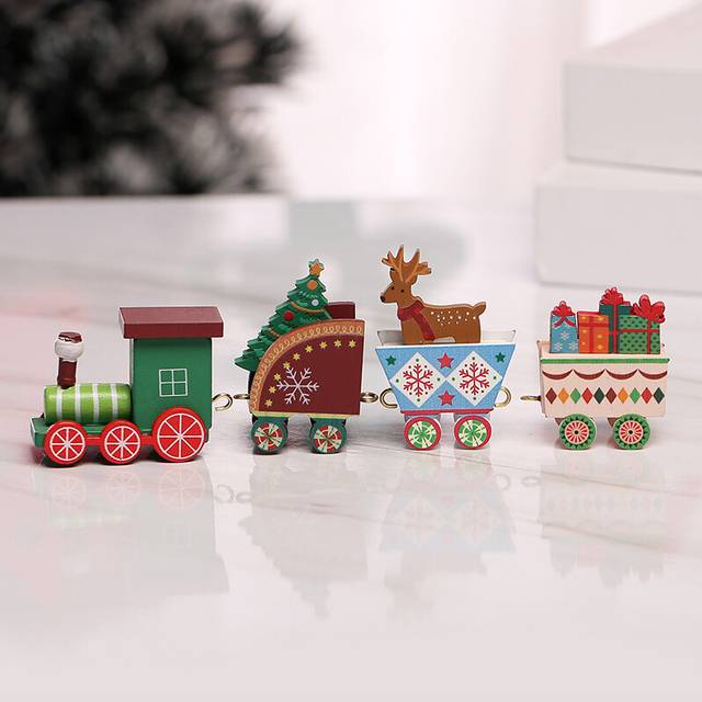 Merry Christmas Wooden Train Ornament Christmas Decoration Xmas Gifts for New Year Christmas Decor