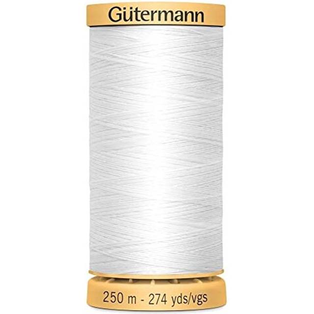 100 Natural Cotton Thread by Gutermann for Sewing and Quilting 250m Spools Colour Number WHT 1 x 250m Spool