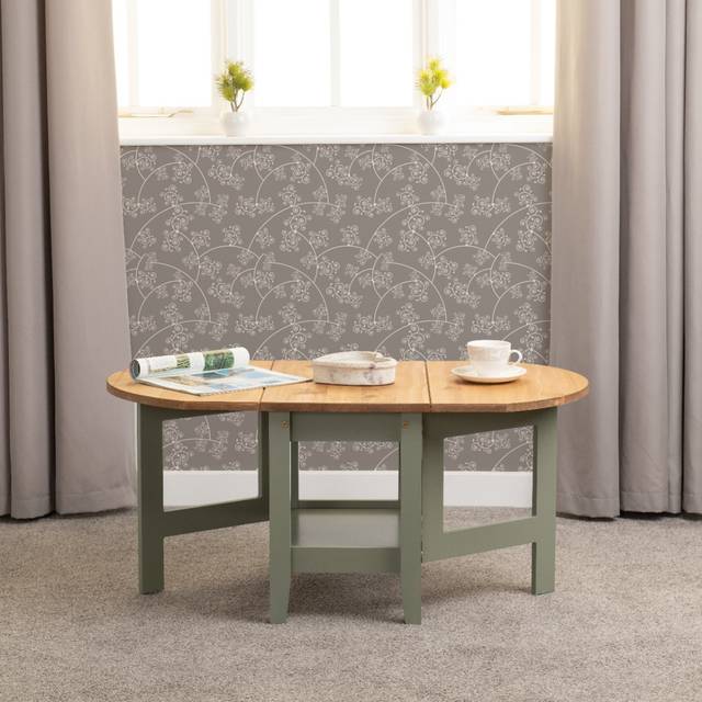 Seconique Santos Drop Leaf Coffee Table in Grey Slate/Distressed Waxed Pine, none