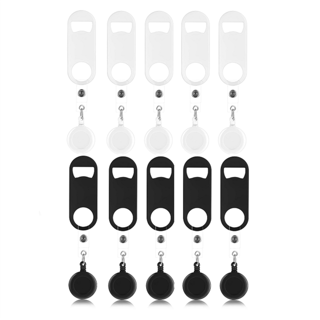 10 Pcs Retractable Flat Bottle Opener, Mini Bar Key,Beer Opener Bartender with Round Reel Clips