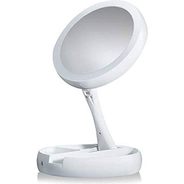 Lighted Makeup Mirror,Double Sided 10X Magnifying Mirror,Vanity Mirror with Lights,Folding Compact Mirror