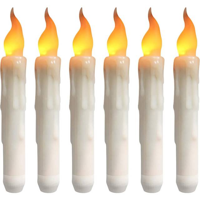 6 pcs LED Flameless Candles, Battery Powered Candles Warm White Realistic Flickering Electric Fake Candles for Halloween, Christmas, Decorations