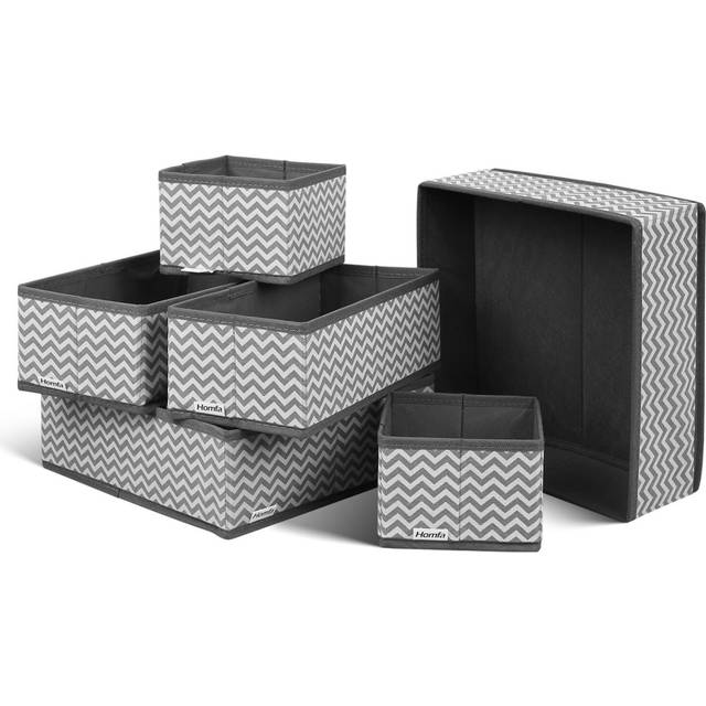 Pack of 6 storage box fabric set foldable underwear socks organizer order box folding box fabric box  grey