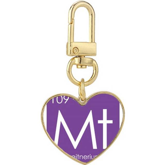 Chestry Elements Period Table Transition Metals Meitnerium Mt Gold Heart Keychain Metal Keyring Holder