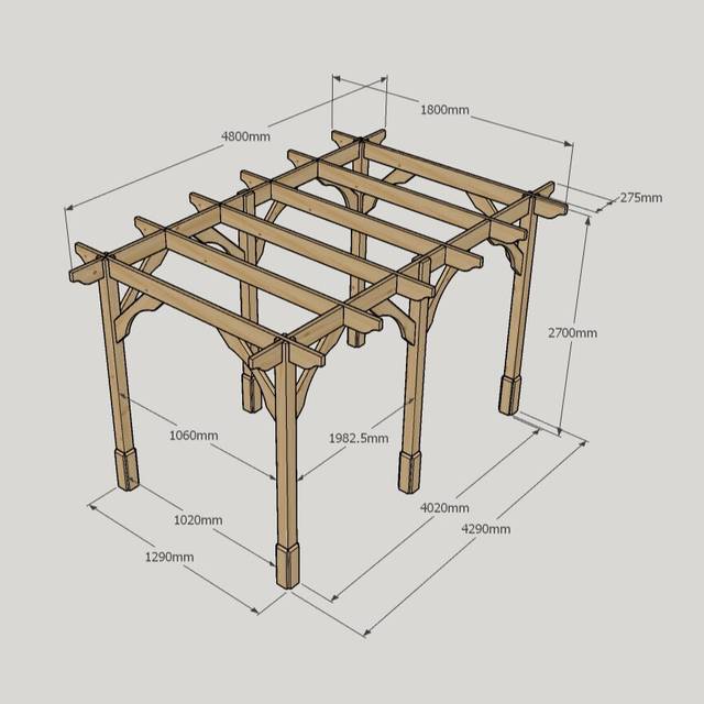 (Light Green, 4.8m - 6 Post) Premium Pergola - 1.8m Width