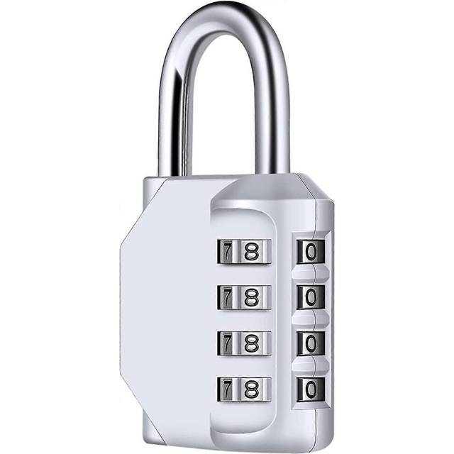 (As show, One size) 4-digit combination padlock,diyife waterproof,waterproof metal and plated steel combination clasp-silver