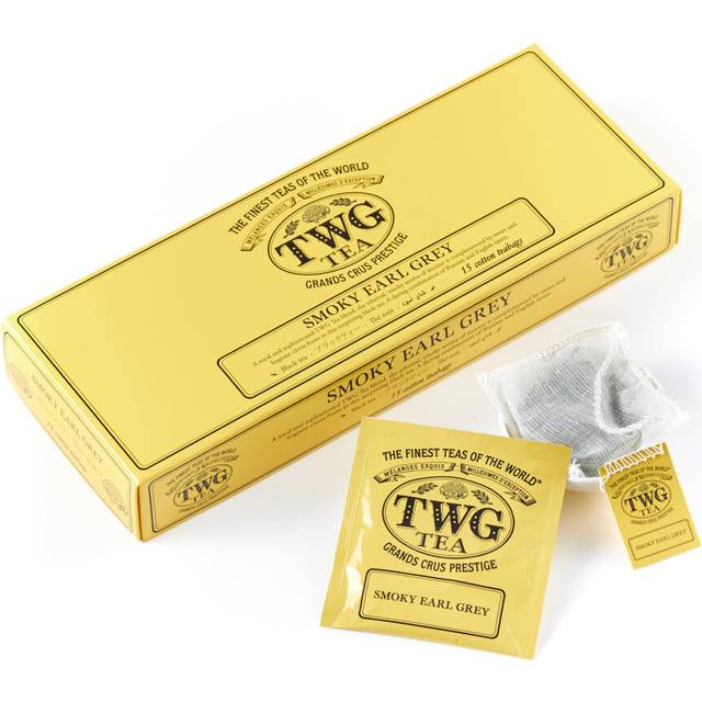 TWG Tea | Smoky Earl Grey | Black Tea | Bergamot | 15 Hand Sewn Cotton Tea Bags | Gift Set