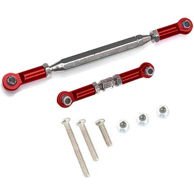 Metal Adjustable Steering Linkage Servo Link Pull Rod Turnbuckle for MN D90 D99 MN-90 -45 1/12 RC Car Crawler,Red