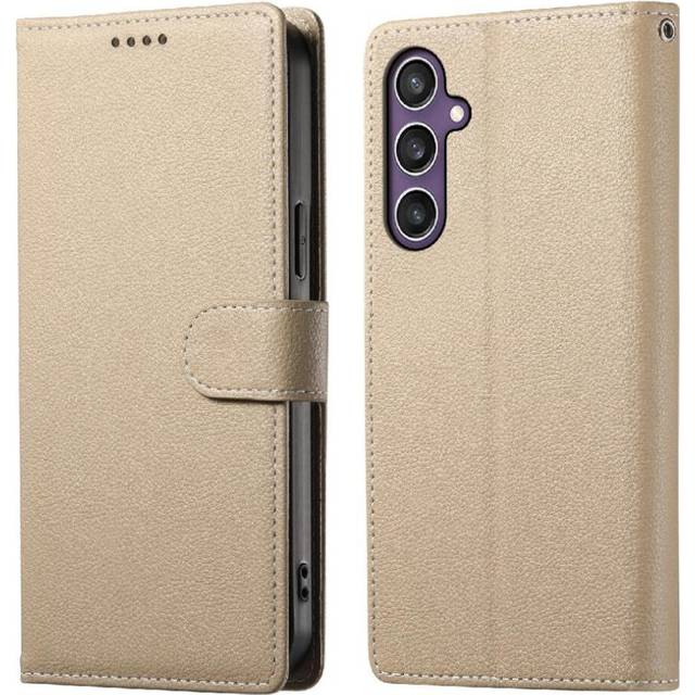 (Khaki ) Case for Samsung Galaxy S23 Fe Daily Use Shockproof Magnetic Closure Card Slots