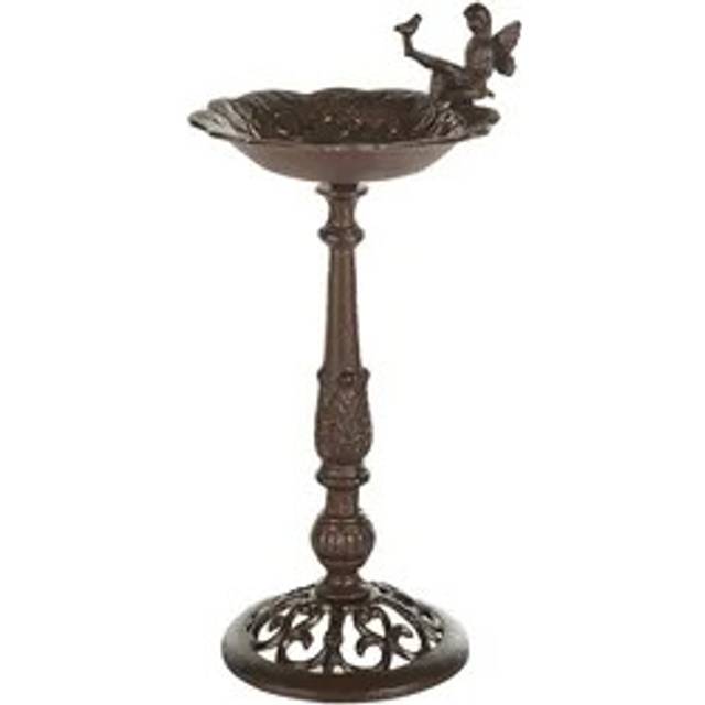 Beliani - Garden Outdoor Bird Bath Bowl Water Feeder Iron Antique Decorative Brown Lark