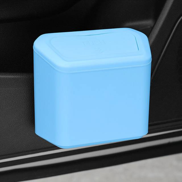 (Blue) Car Trash Bin Hanging Vehicle Garbage Dust Case Storage Box