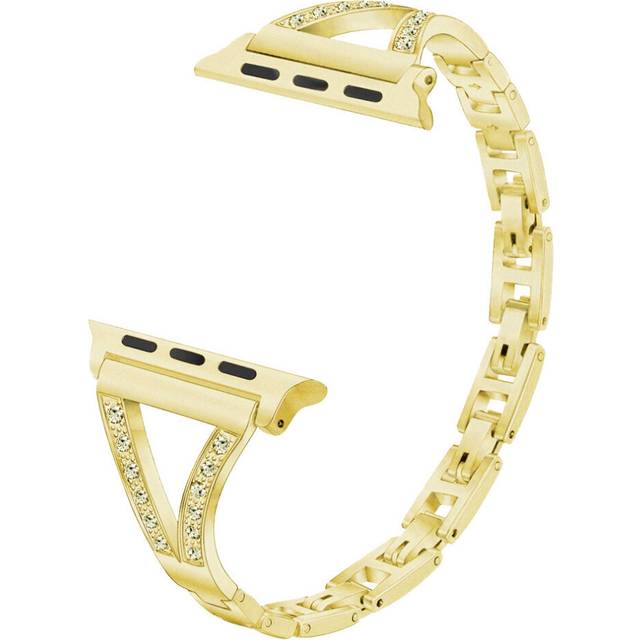 (GoldB, 38mm  B) Women Diamond Bracelet for Apple Watch Band Series 8 7 6 SE 5 4 3 Adju