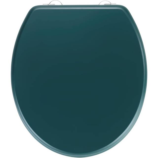 WENKO Prima toilet seat, dark green matt, high-quality toilet seat in retro style, toilet lid incl. wall buffer & stainless steel mounting