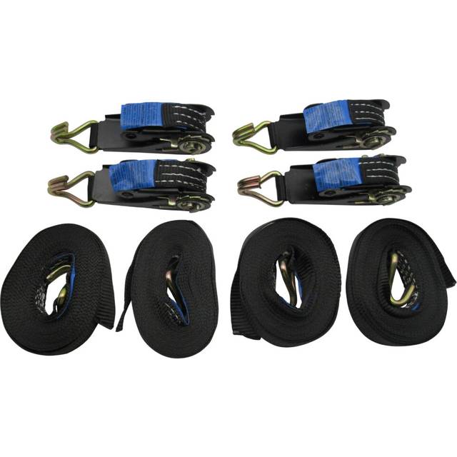 (Pack of 4) Tie Down Ratchet Straps 0.8T 5M x 25MM Black