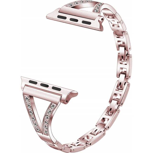 (Light Rose PinkL, 40mm L) Women Diamond Bracelet for Apple Watch Band Series 8 7 6 SE 5 4 3 Adju