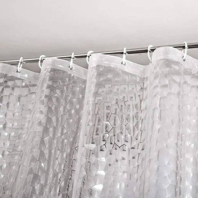 (as the picture, W120xH180cm) Water Cube Shower Curtain Transparent Waterproof 3D Eva Bath Curtains Liner For Bathroom Bathtub Bathing Cover With Hook