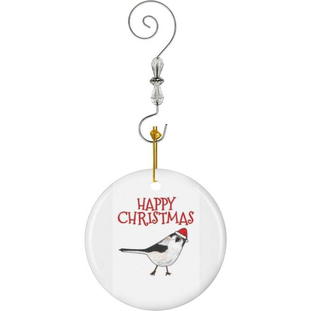 (Christmas Long-Tailed Tit Bird Xmas Funny_8377) Christmas Ornaments Ceramic with Crystal Hook Xmas Handmade Tree Decorations KeepsakeÂGifts Stocking