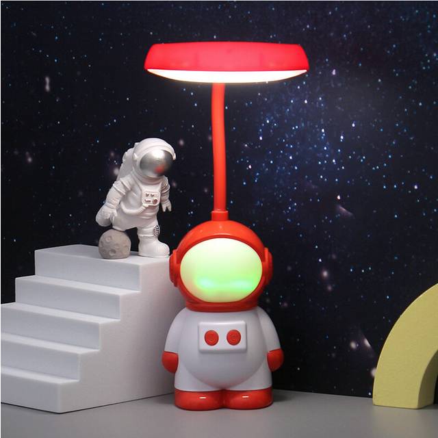(Red) Desktop Bedroom Creative Astronaut Decoration Led Folding Desk Lamp Usb Charging
