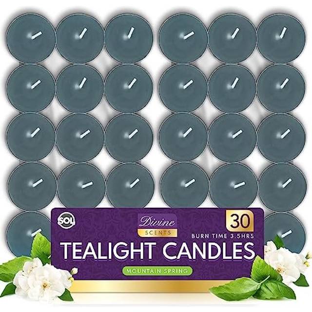 30pk Mountain Spring Tea Lights| Scented Tea Lights | Tea Light Candle | Scented Tealight Candles | Blue Tea Lights | Long Burning Tealights | Tea