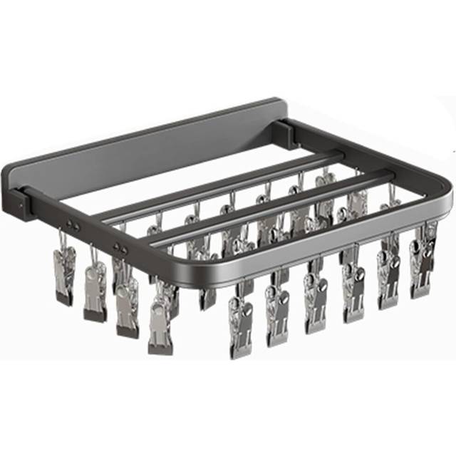 NEWRAIN Clothes Drying Rack, Aluminum Alloy Laundry Clothing Drying Hanger with 26 Pegs for Drying Towels, Bras, Lingerie, Baby ClothesSocks