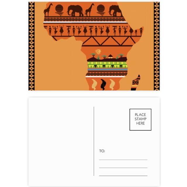 African Continent Name Landscape Map Postcard Set Birthday Mailing Thanks Greeting Card