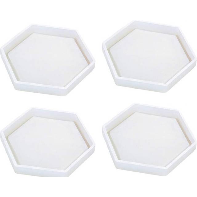4 Pack Hexagon Silicone Coaster Molds Resin Mold, Clear Epoxy For Casting With Resin, Concrete, Cement And Polymer Clay