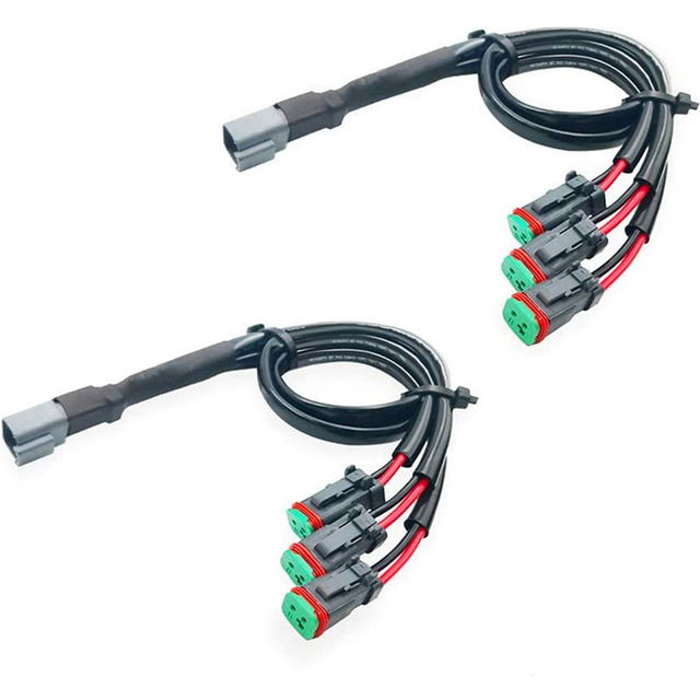 2 Lead 3 In1 Deutsch Dual Outputs DT DTM Female Connector Socket Adapters for LED Fog Light Pod Lights Bar